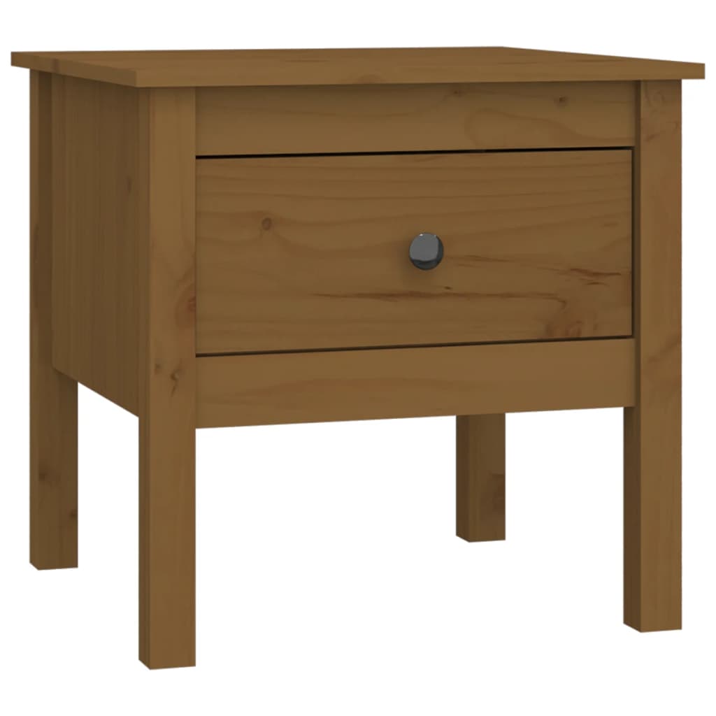 Honey Brown Solid Pine Wood Side Tables, 2 pc Set, 50x50x49 cm