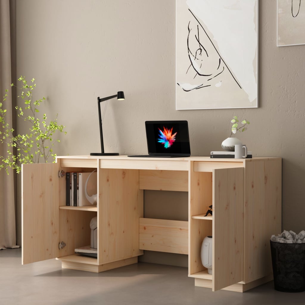 Solid Pine Wood Desk 140x50x75 cm - Durable & Stylish Workspace