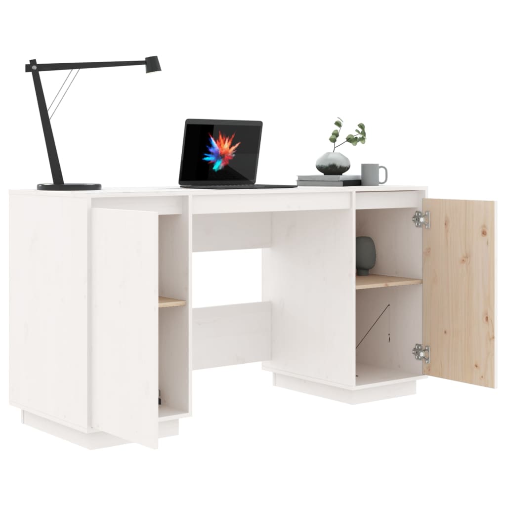 Solid Pine Wood Desk White 140x50x75 cm - Stylish & Durable