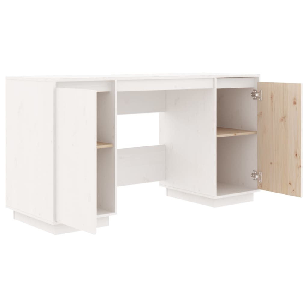 Solid Pine Wood Desk White 140x50x75 cm - Stylish & Durable