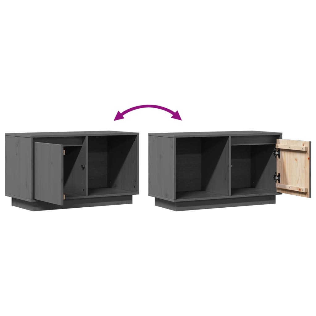 TV Cabinet Grey 74x35x44 cm Solid Wood Pine