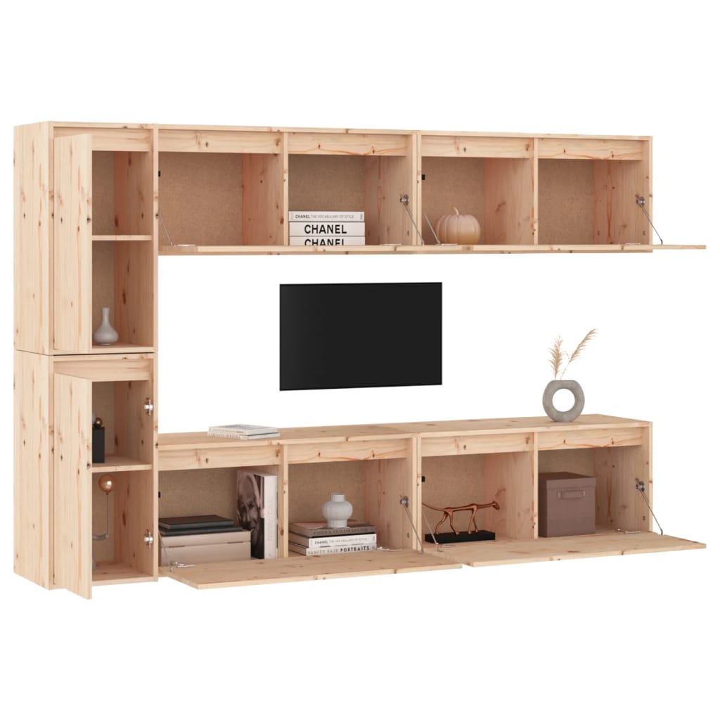 TV Cabinets 6 pcs Solid Wood Pine