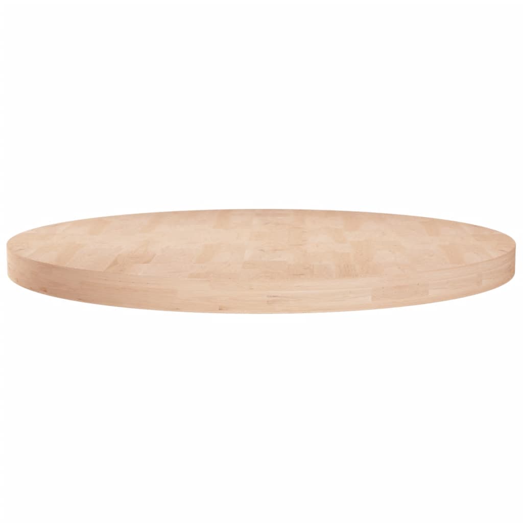 Round Table Top Ø80x4 cm Untreated Solid Wood Oak