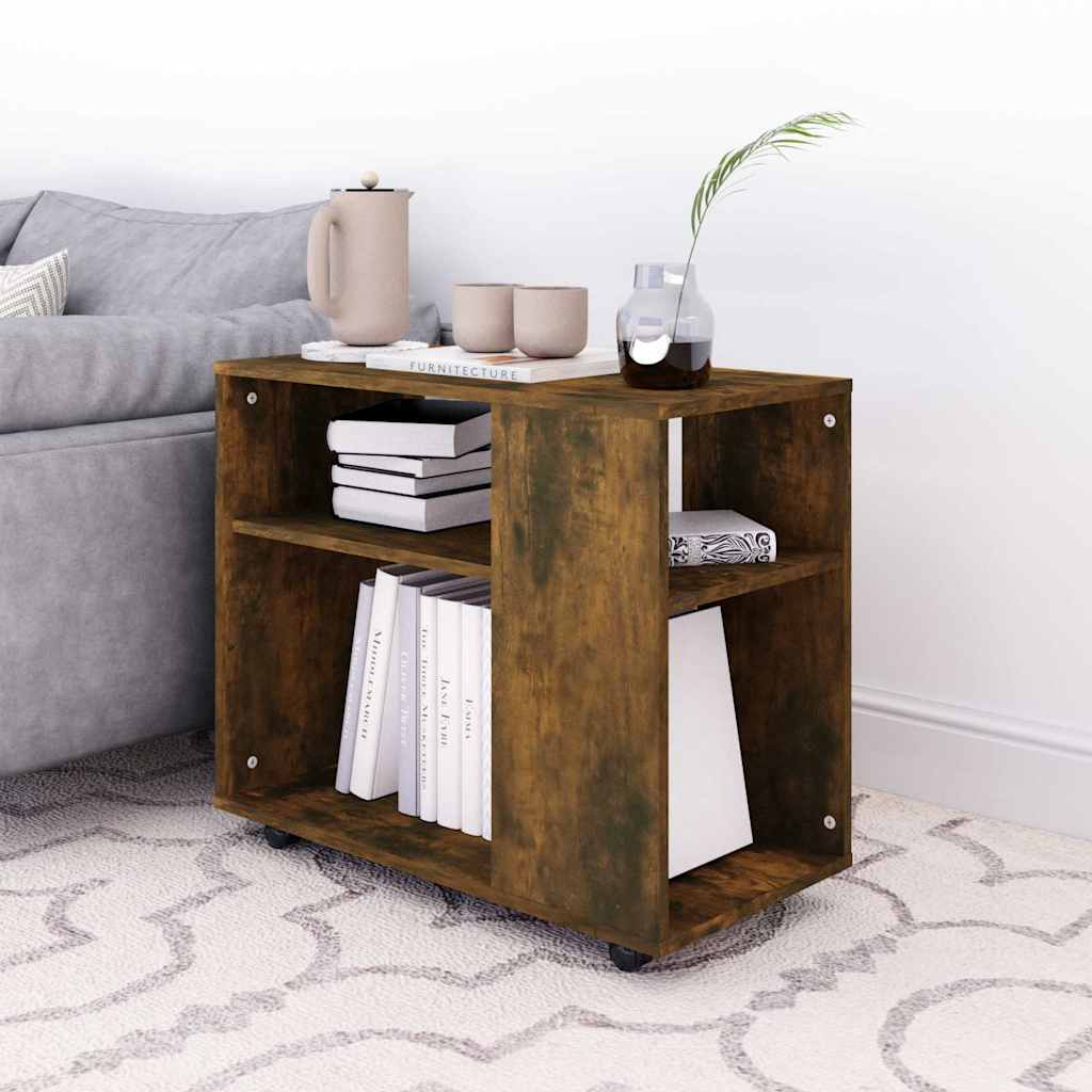 Smoked Oak Side Table - Engineered Wood, 70x35x55 cm