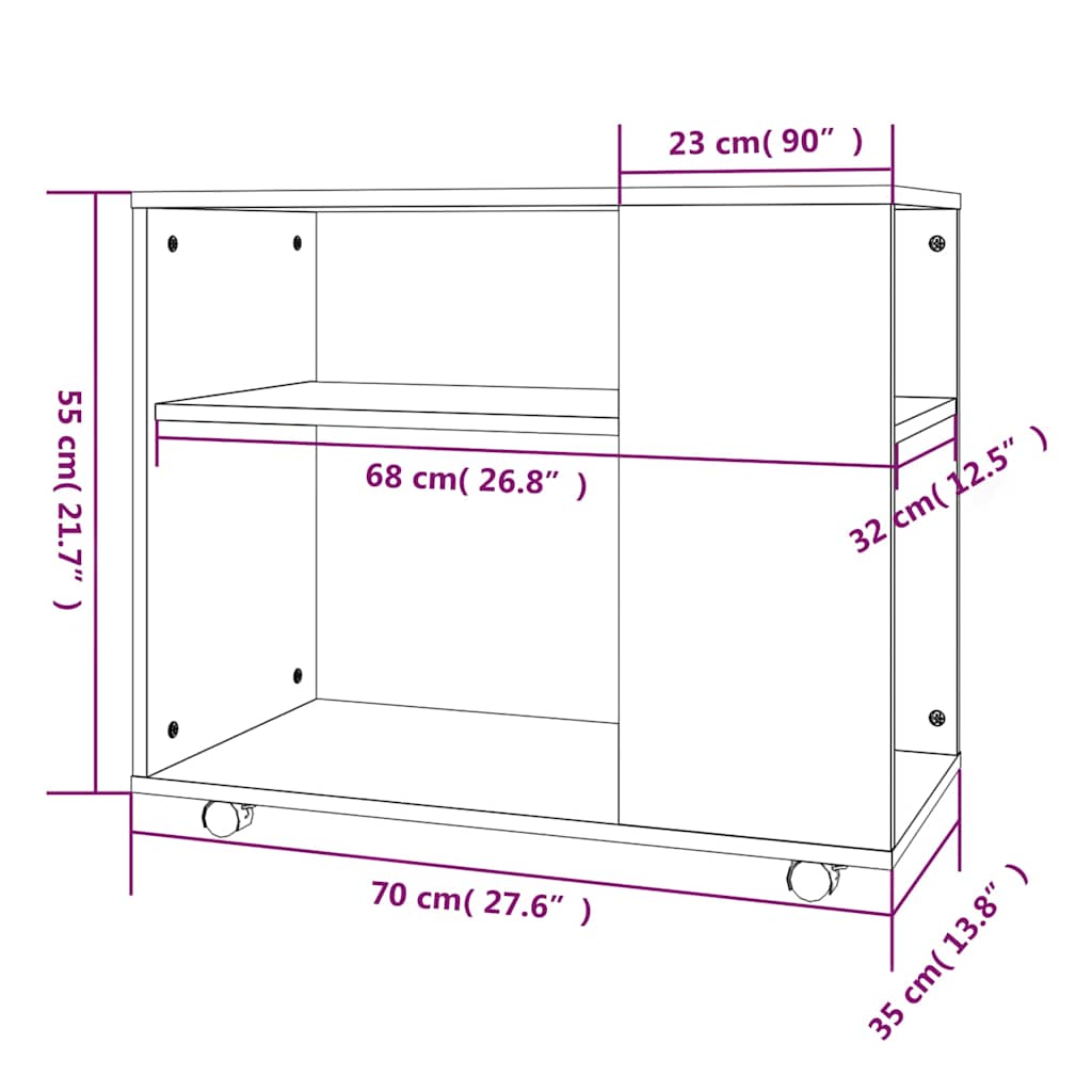 Smoked Oak Side Table - Engineered Wood, 70x35x55 cm