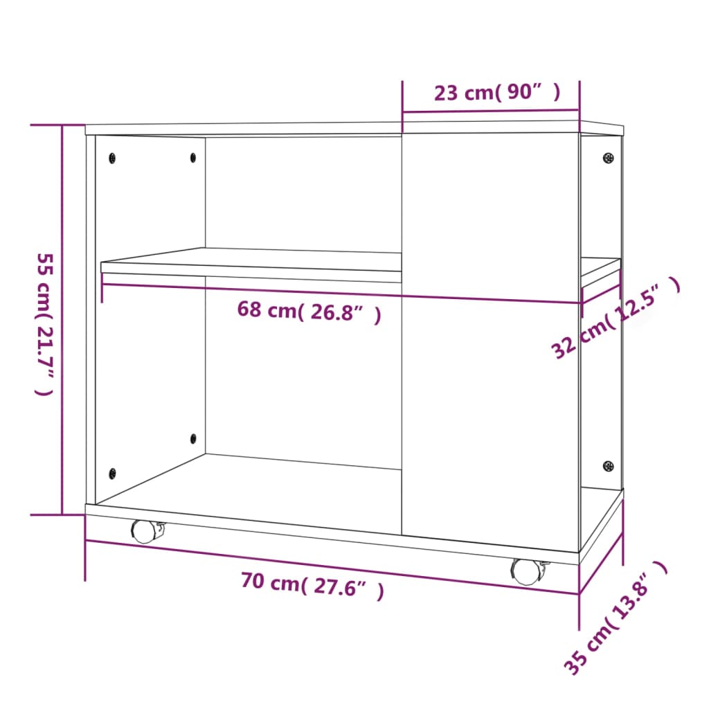 Grey Sonoma Engineered Wood Side Table, 70x35x55 cm