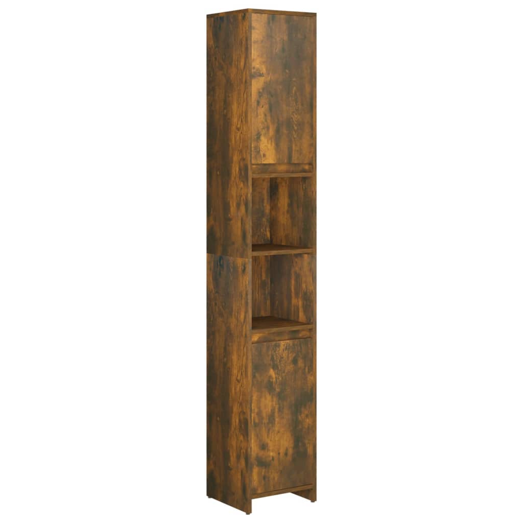 Smoked Oak Engineered Wood Bathroom Cabinet - 30x30x183.5 cm