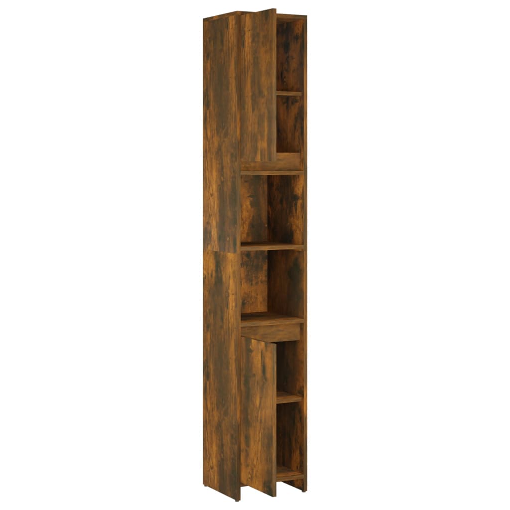 Smoked Oak Engineered Wood Bathroom Cabinet - 30x30x183.5 cm