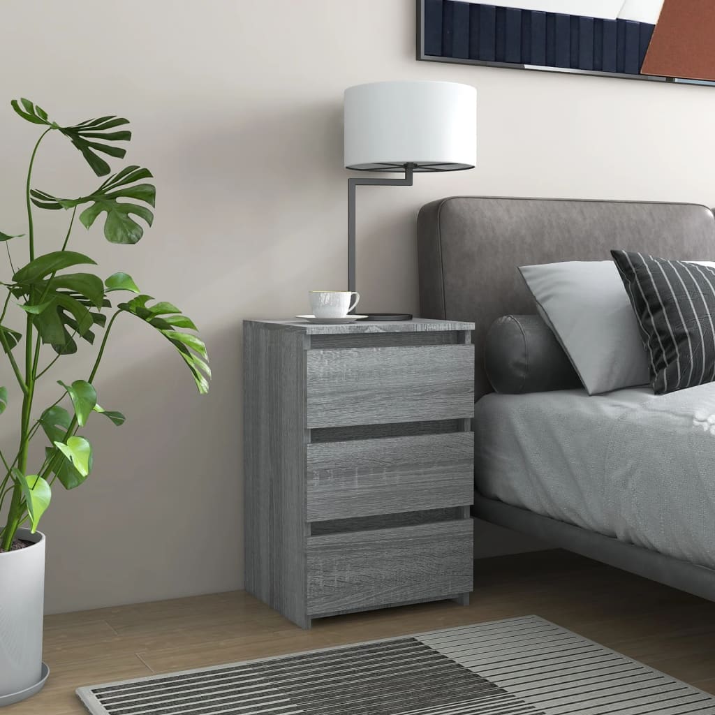2 Grey Sonoma Bed Cabinets, 40x35x62.5 cm, Engineered Wood
