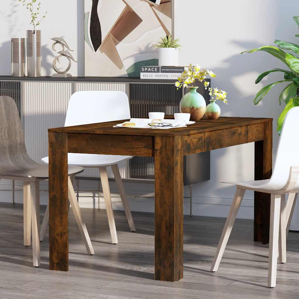 Smoked Oak Dining Table 140x74.5x76 cm - Engineered Wood Design