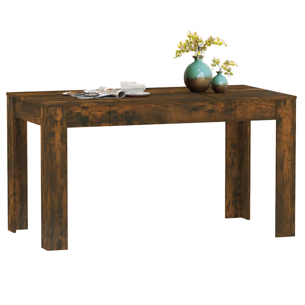 Smoked Oak Dining Table 140x74.5x76 cm - Engineered Wood Design