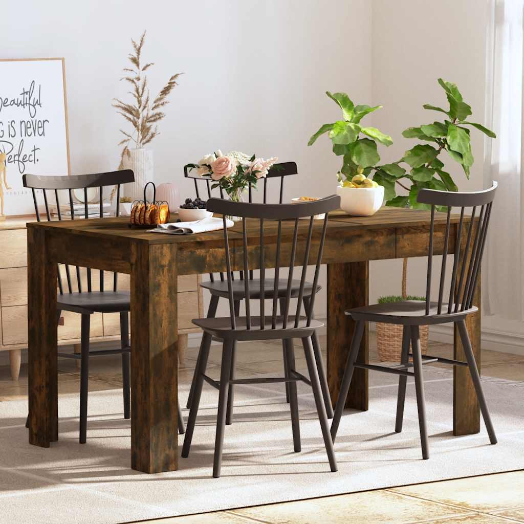 Smoked Oak Dining Table 140x74.5x76 cm - Engineered Wood Design