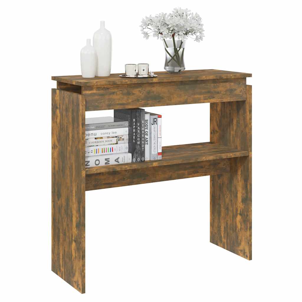 Smoked Oak Console Table - Engineered Wood, 80x30x80 cm