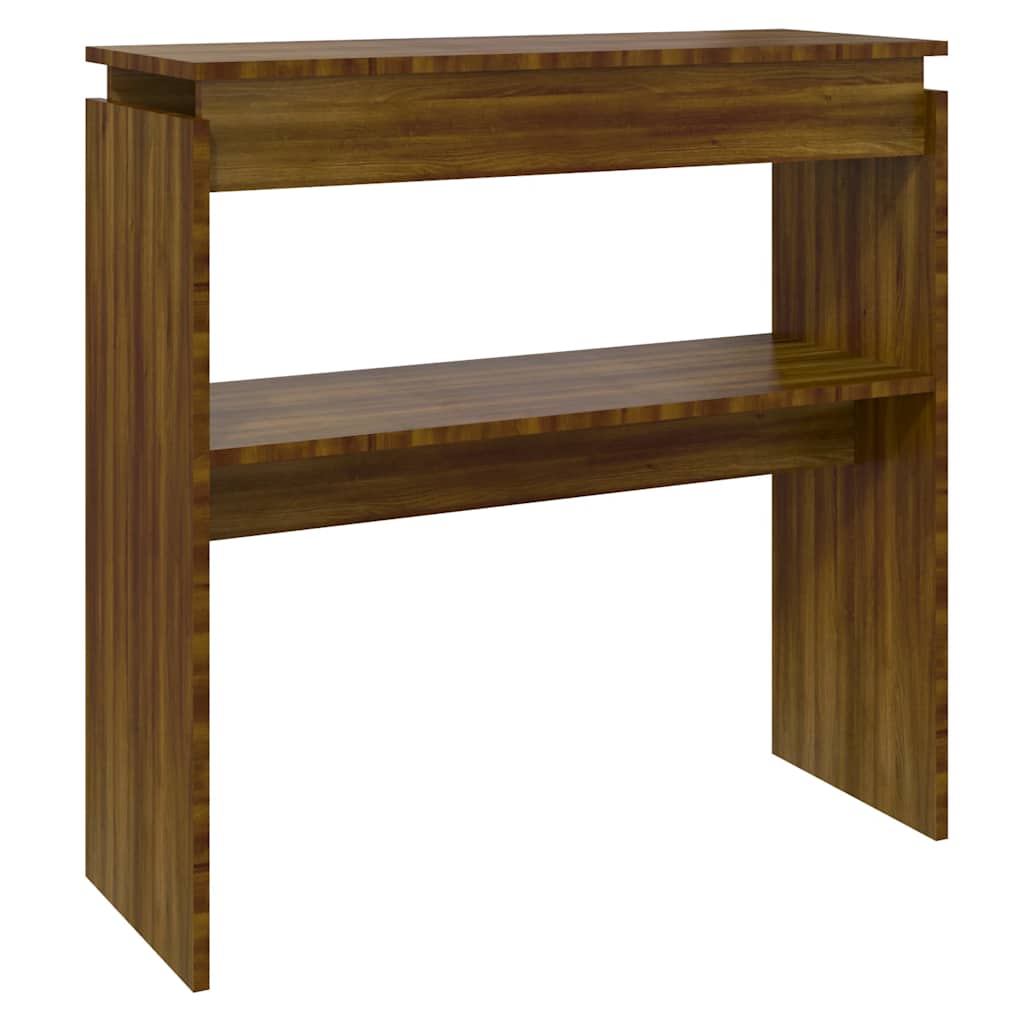 Brown Oak Console Table - Engineered Wood, 80x30x80 cm