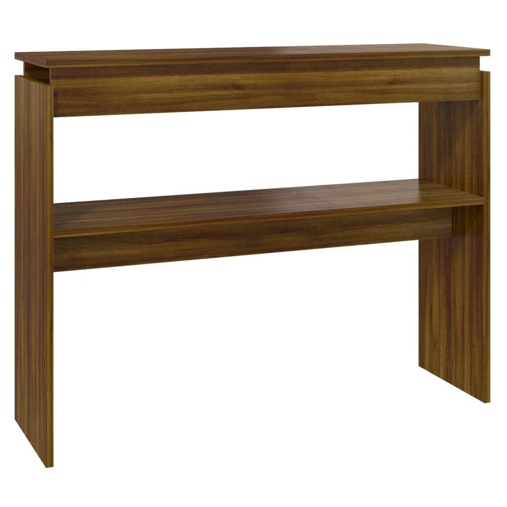Brown Oak Engineered Wood Console Table - 102x30x80 cm