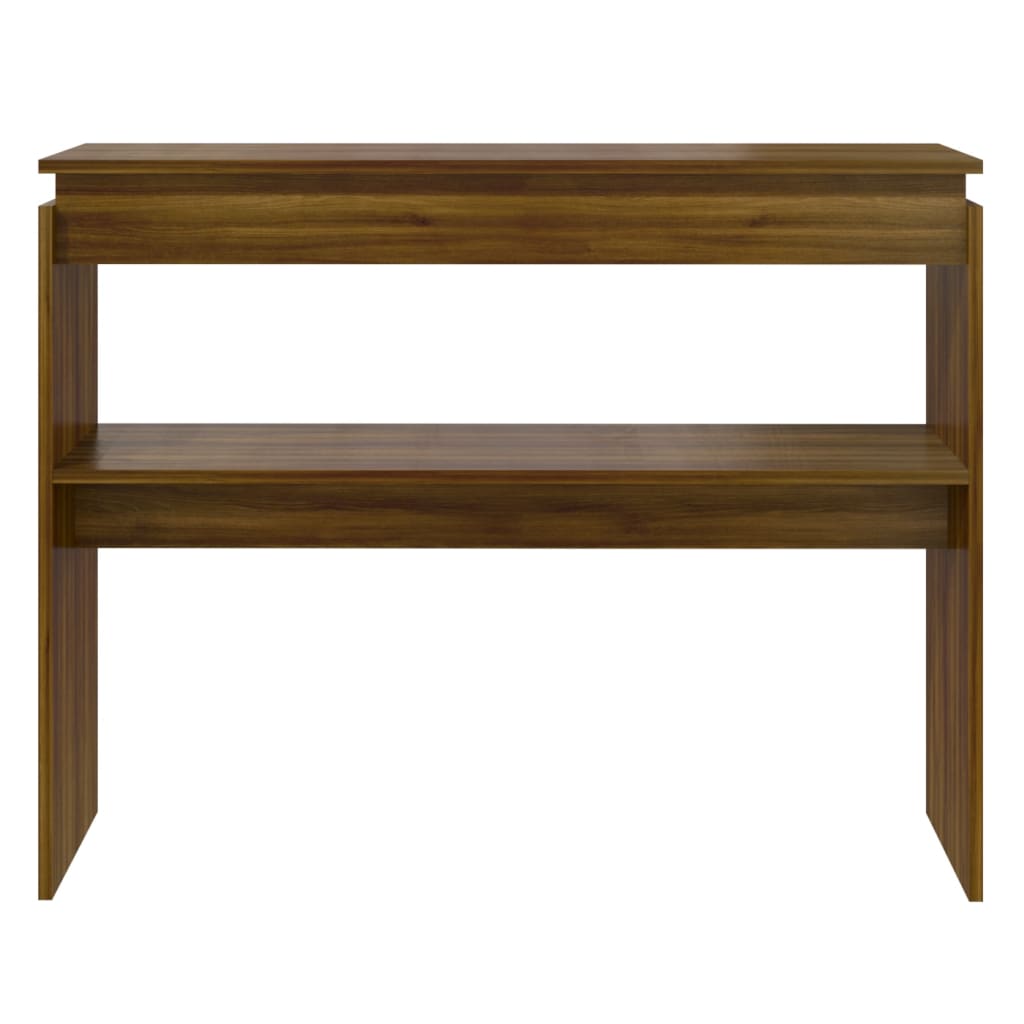 Brown Oak Engineered Wood Console Table - 102x30x80 cm
