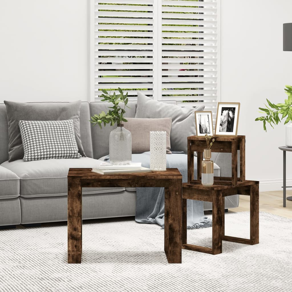 Nesting Tables 3 pcs Smoked Oak Engineered Wood