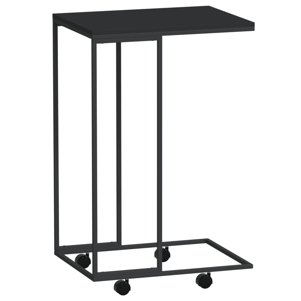 Side Table with Wheels Black 40x30x63.5 cm Engineered Wood