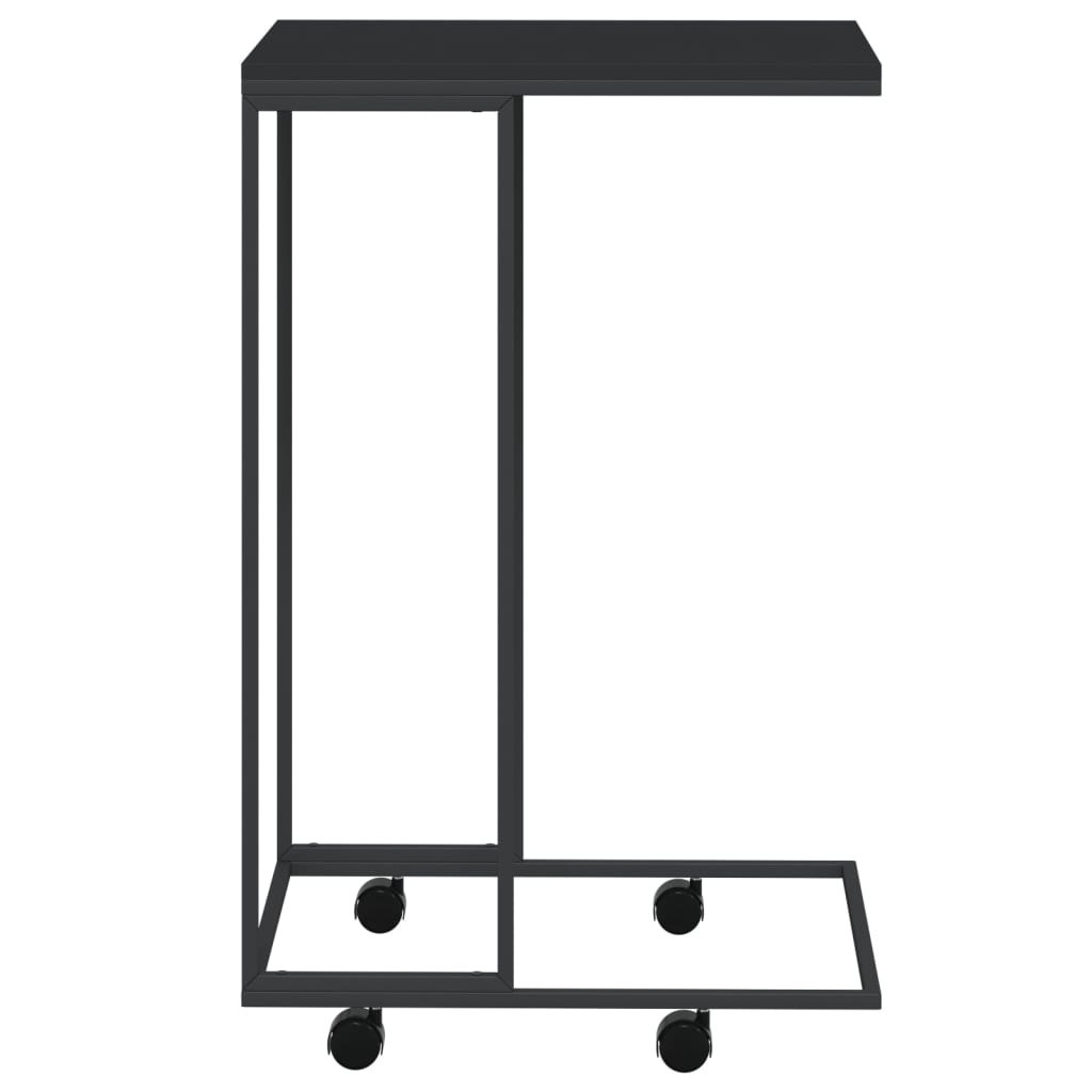 Side Table with Wheels Black 40x30x63.5 cm Engineered Wood