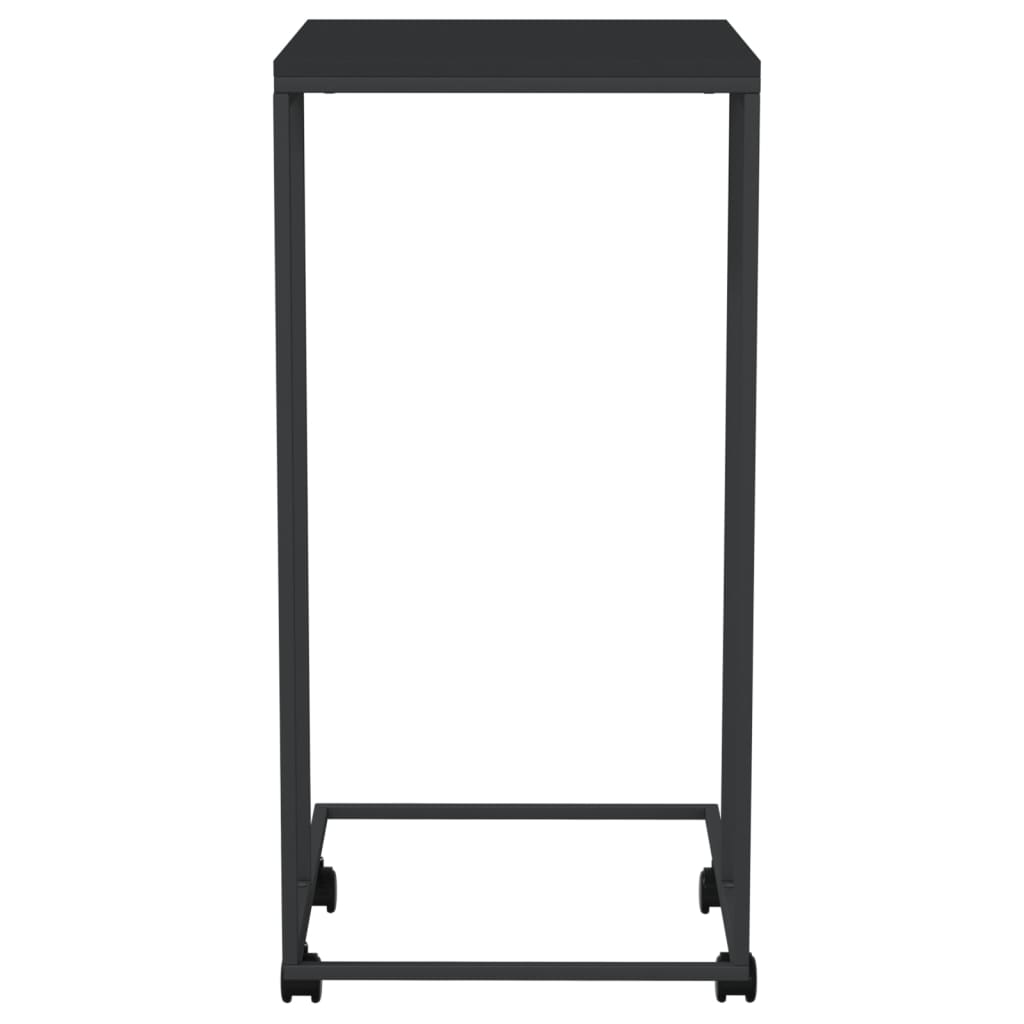 Side Table with Wheels Black 40x30x63.5 cm Engineered Wood