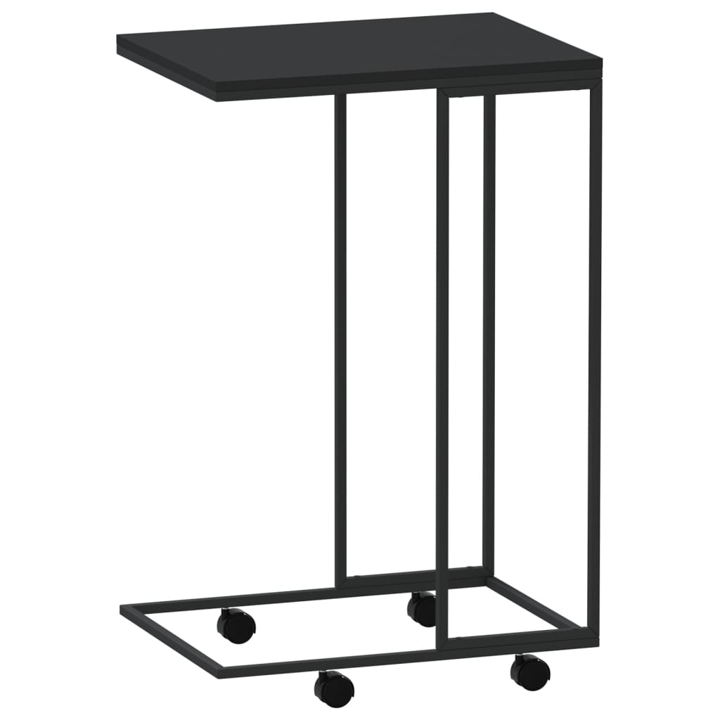Side Table with Wheels Black 40x30x63.5 cm Engineered Wood