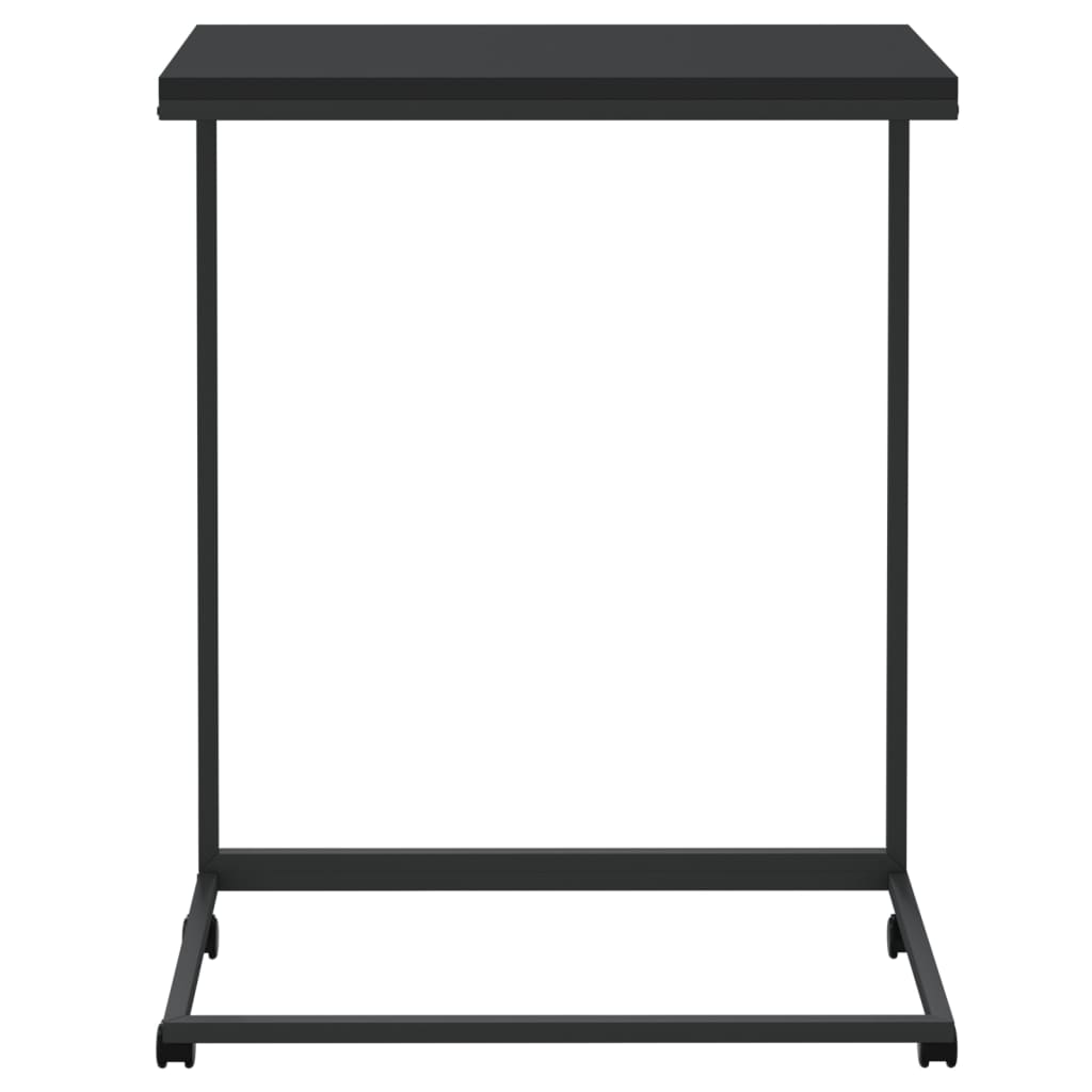 Side Table with Wheels Black 55x35x70 cm Engineered Wood