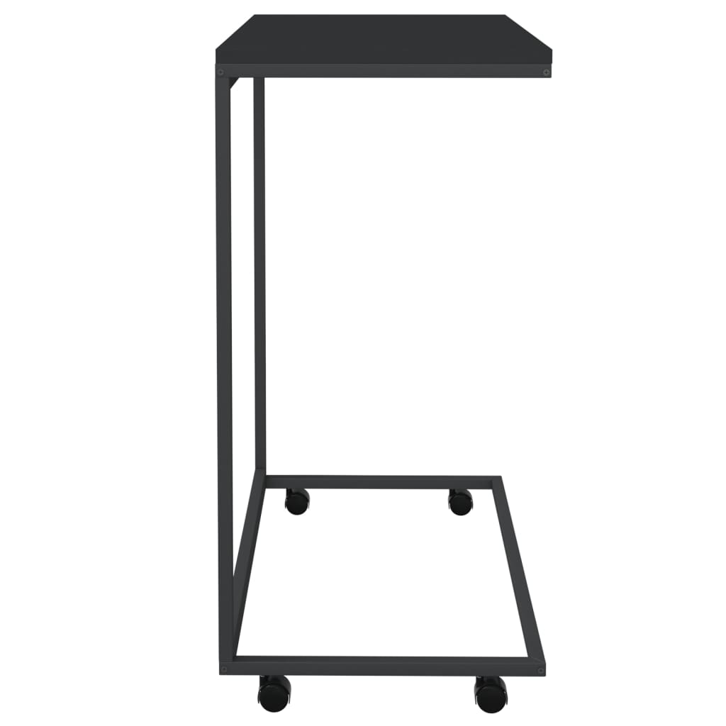 Side Table with Wheels Black 55x35x70 cm Engineered Wood