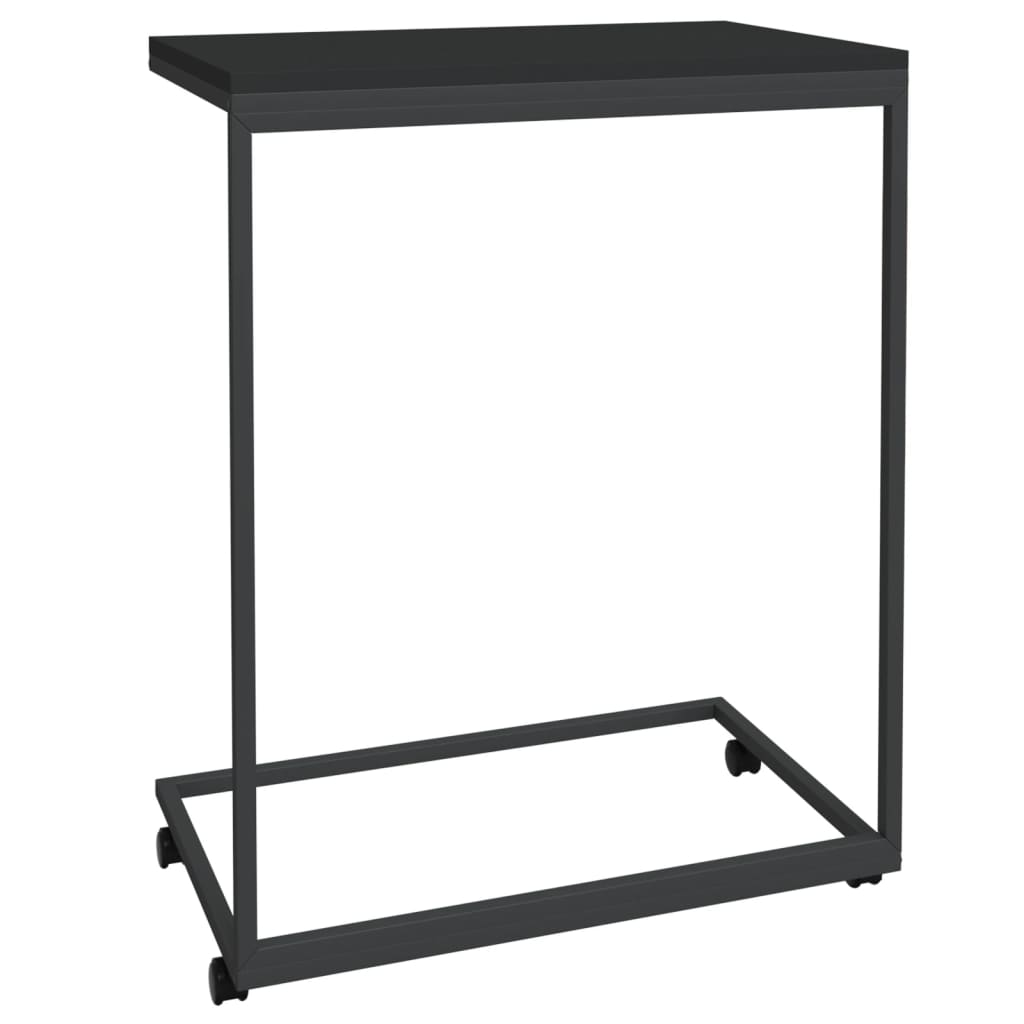 Side Table with Wheels Black 55x35x70 cm Engineered Wood