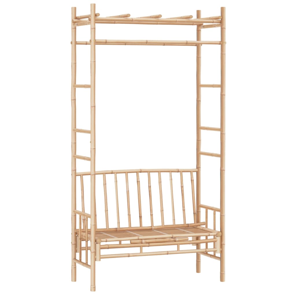 Bamboo Garden Bench with Pergola, 116 cm - Natural Finish