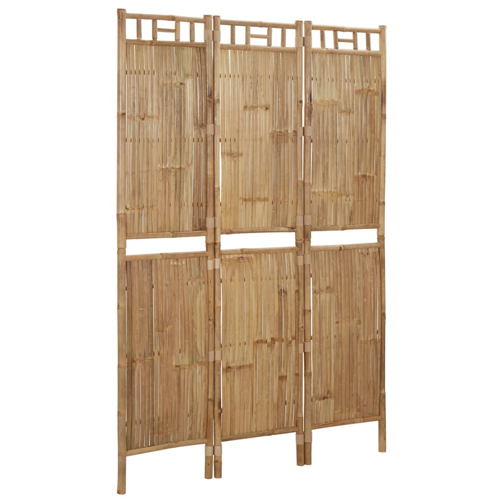 Bamboo 3-Panel Room Divider, Natural Finish, 120x180 cm