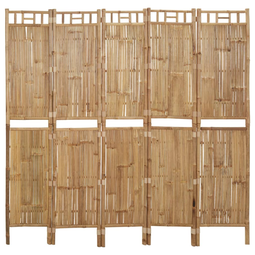 Bamboo 5-Panel Room Divider, Natural 200x180 cm Privacy Screen