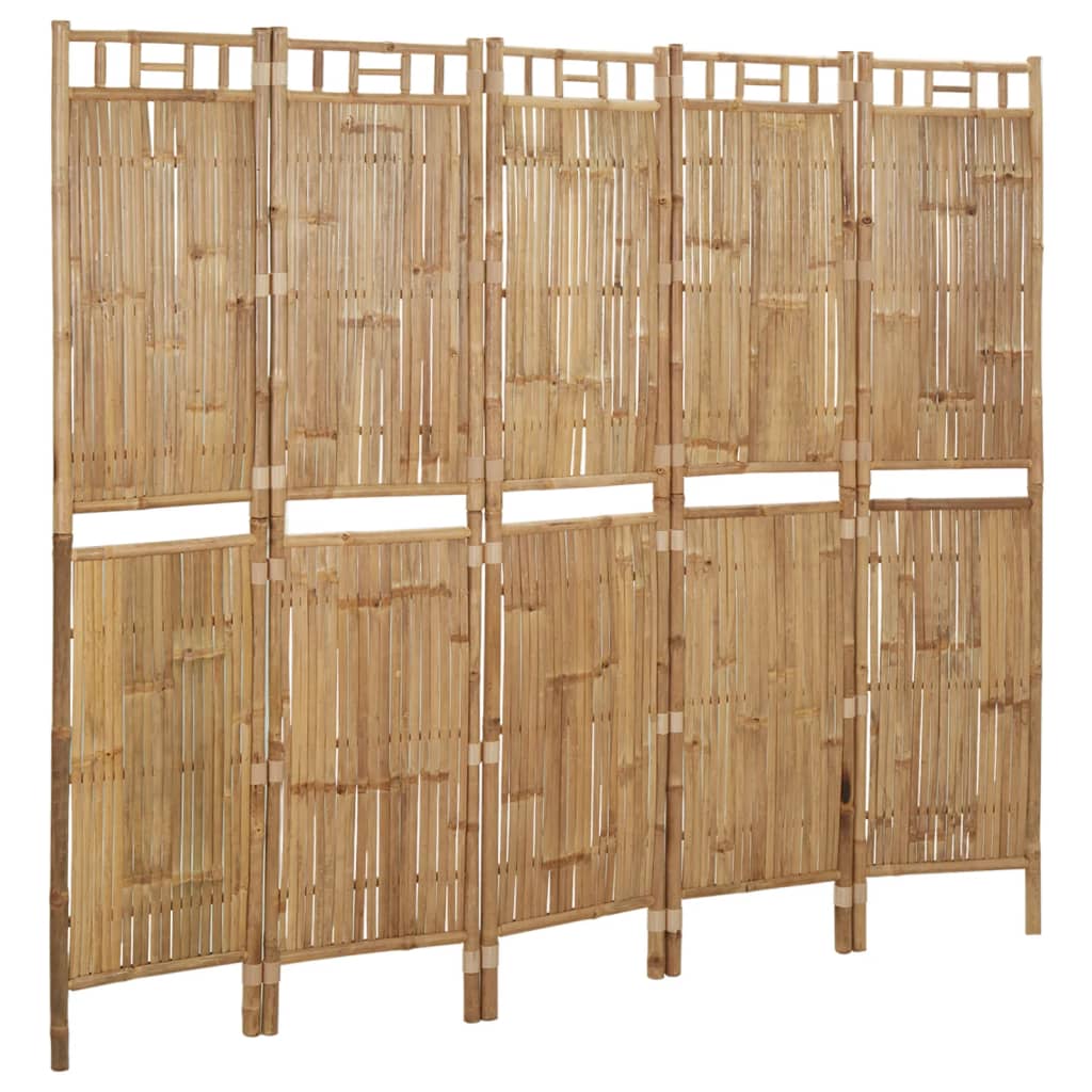 Bamboo 5-Panel Room Divider, Natural 200x180 cm Privacy Screen