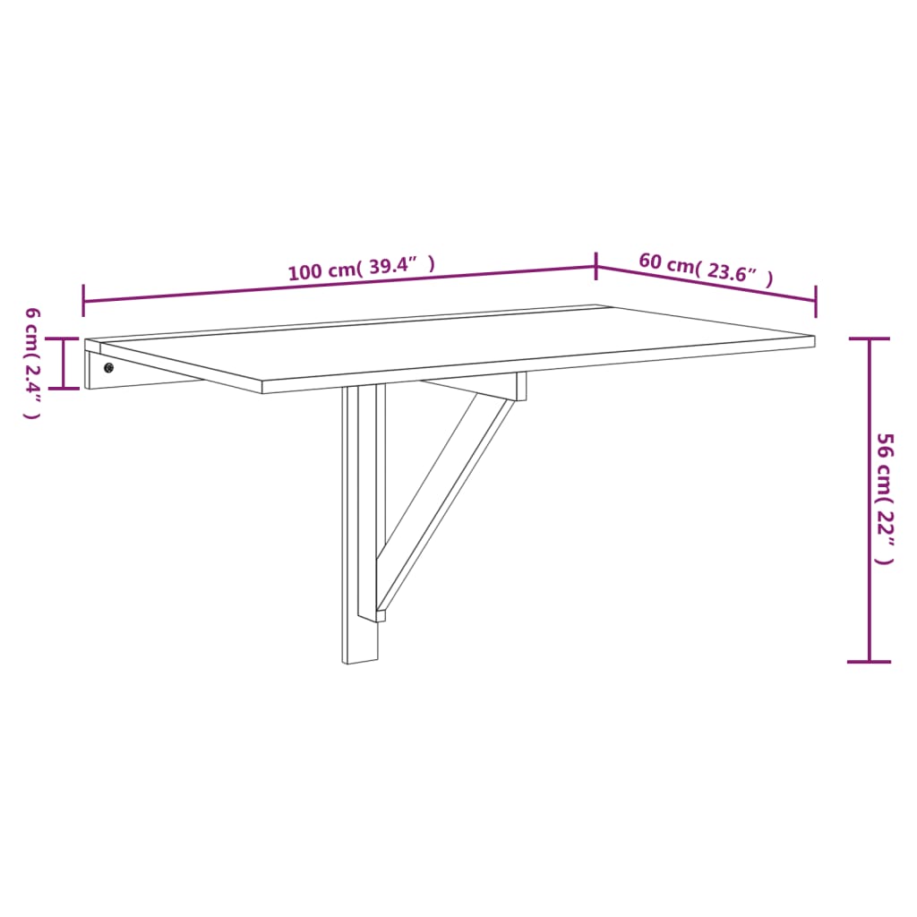 Concrete Grey Folding Wall Table 100x60x56 cm - Engineered Wood