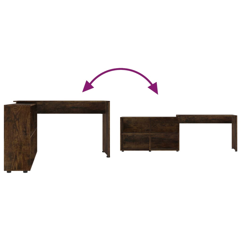 Smoked Oak Corner Desk - Engineered Wood, Space-Saving Design