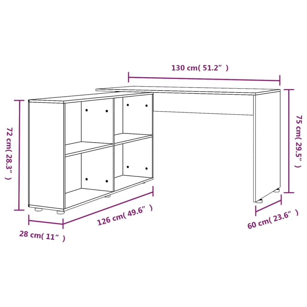 Smoked Oak Corner Desk - Engineered Wood, Space-Saving Design