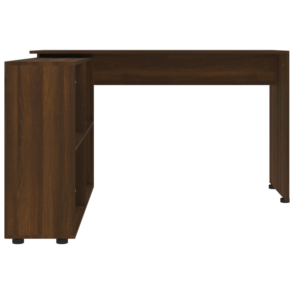 Brown Oak Engineered Wood Corner Desk for Home Office