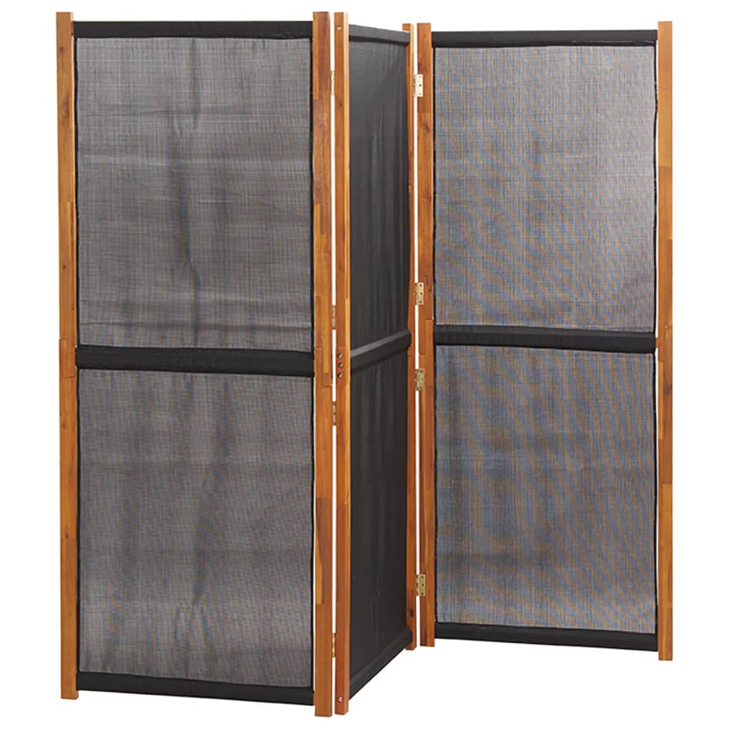Sleek Black 3-Panel Room Divider - 210x180 cm Privacy Screen