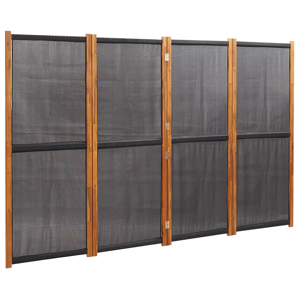 Elegant Black 4-Panel Room Divider - 280x180 cm Privacy Screen