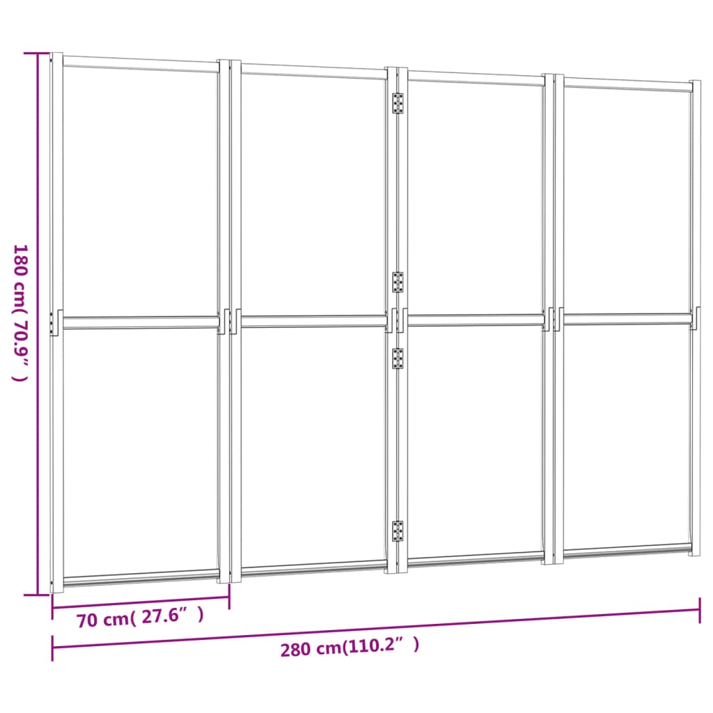 Elegant Black 4-Panel Room Divider - 280x180 cm Privacy Screen