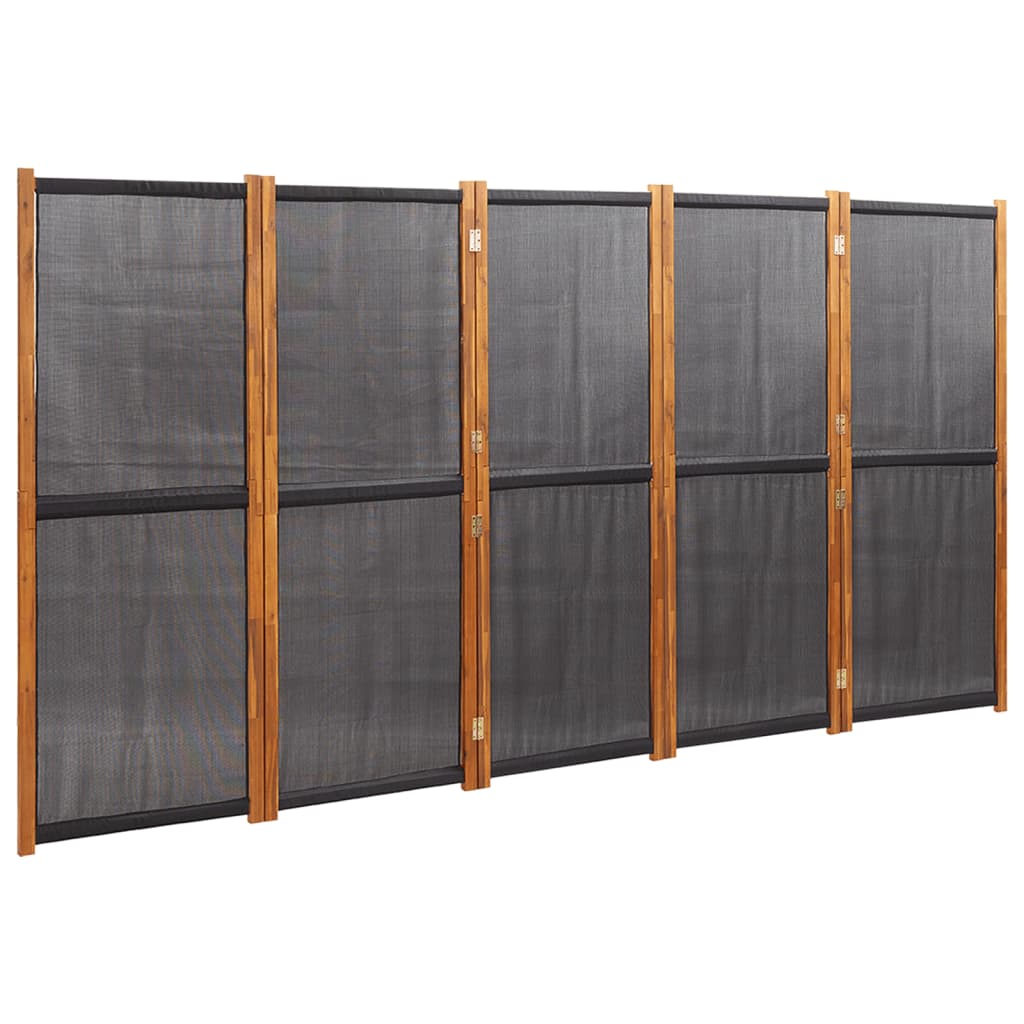 Elegant Black 5-Panel Room Divider - 350x180 cm Privacy Screen