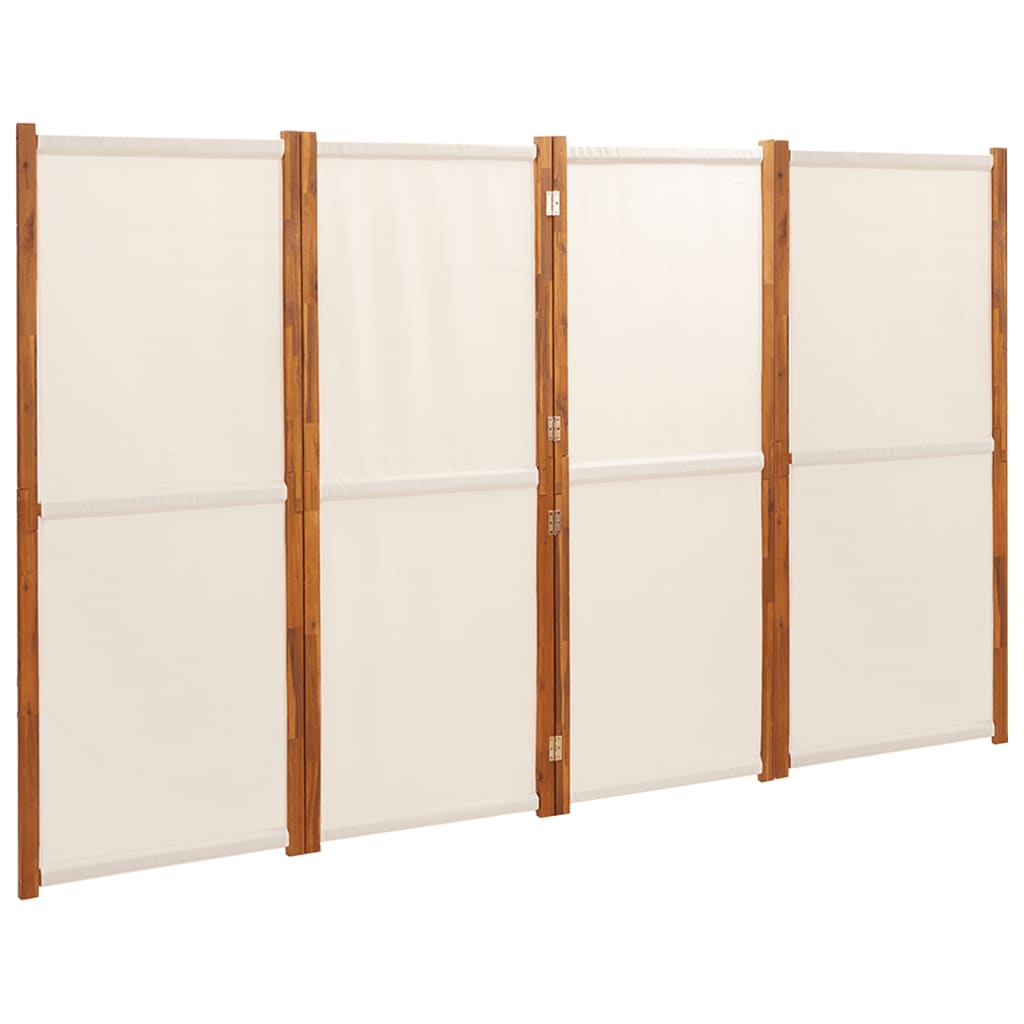 Cream White 4-Panel Room Divider - 280x180 cm, Elegant Privacy Solution