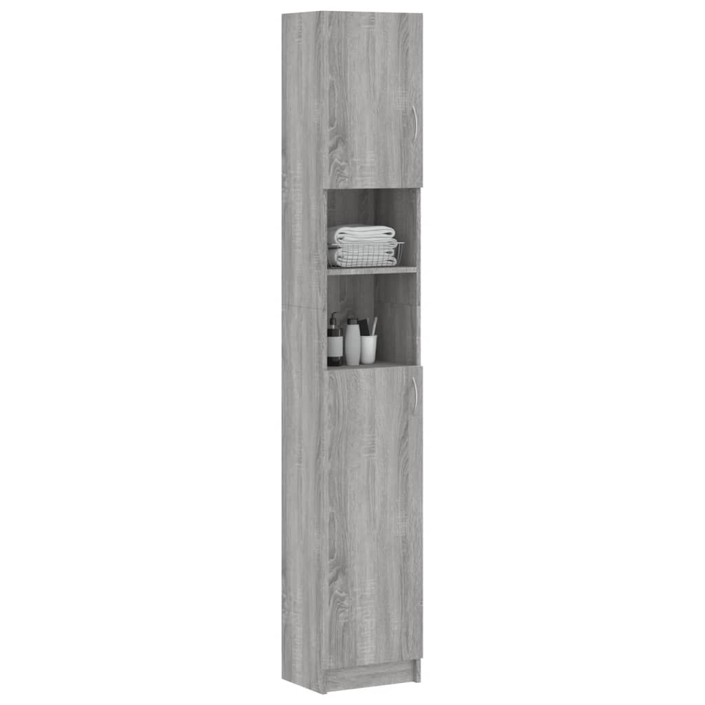Grey Sonoma Engineered Wood Bathroom Cabinet 32x25.5x190 cm