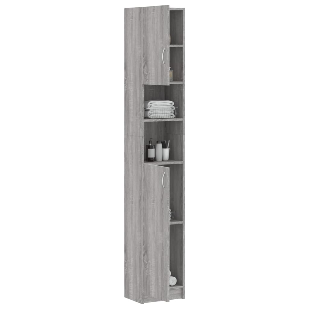 Grey Sonoma Engineered Wood Bathroom Cabinet 32x25.5x190 cm