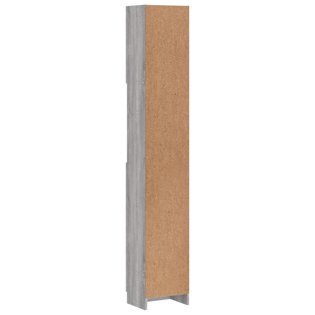 Grey Sonoma Engineered Wood Bathroom Cabinet 32x25.5x190 cm