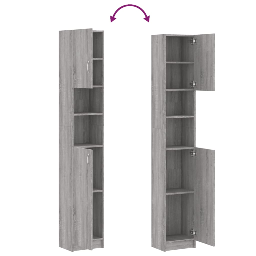 Grey Sonoma Engineered Wood Bathroom Cabinet 32x25.5x190 cm