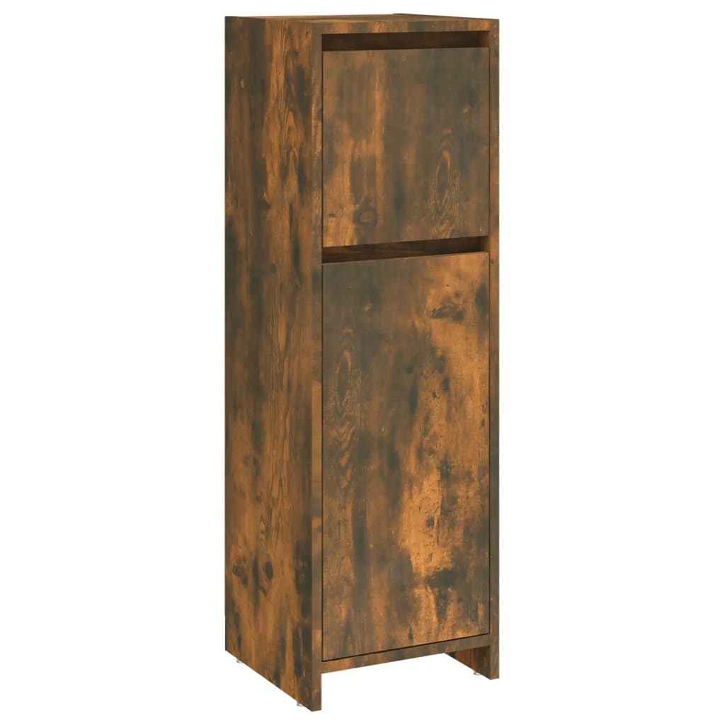 Smoked Oak Bathroom Cabinet - 30x30x95 cm Engineered Wood