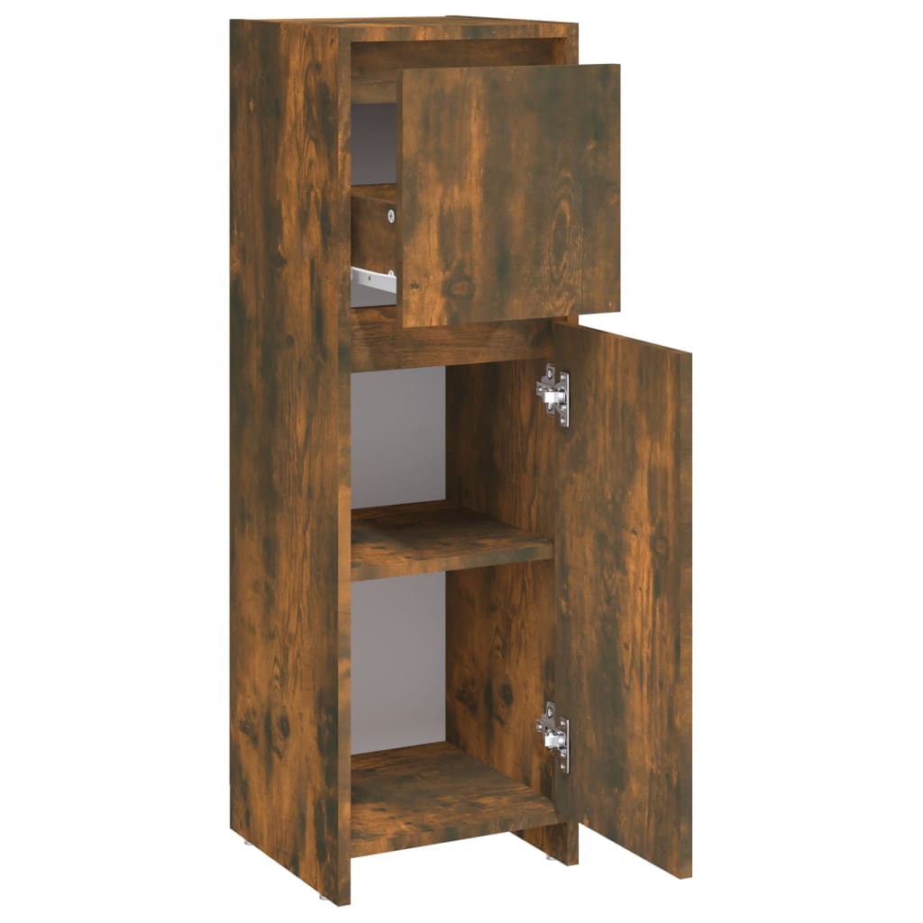 Smoked Oak Bathroom Cabinet - 30x30x95 cm Engineered Wood