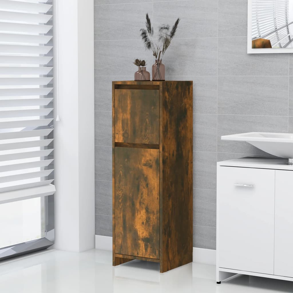 Smoked Oak Bathroom Cabinet - 30x30x95 cm Engineered Wood