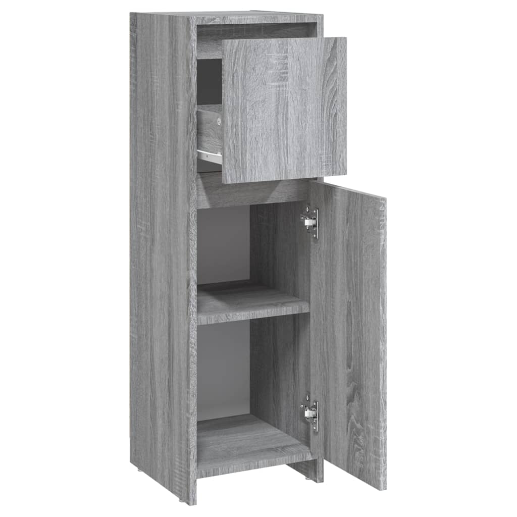 Sonoma Grey Bathroom Cabinet - Engineered Wood, 30x30x95 cm