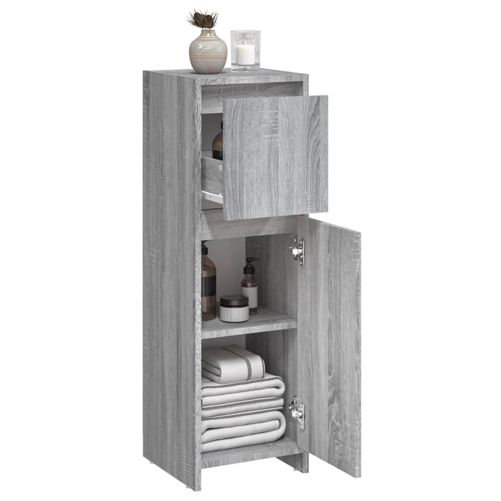 Sonoma Grey Bathroom Cabinet - Engineered Wood, 30x30x95 cm